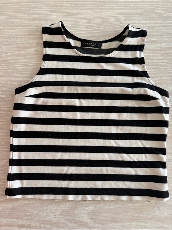 Sanctuary Tops - Sanctuary Black & White Striped Tank Crop